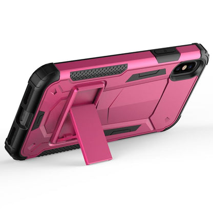 Zizo Hybrid Transformer dėklas – tvirtas dėklas, skirtas iPhone X, su atrama (karšto rožinė / juoda)