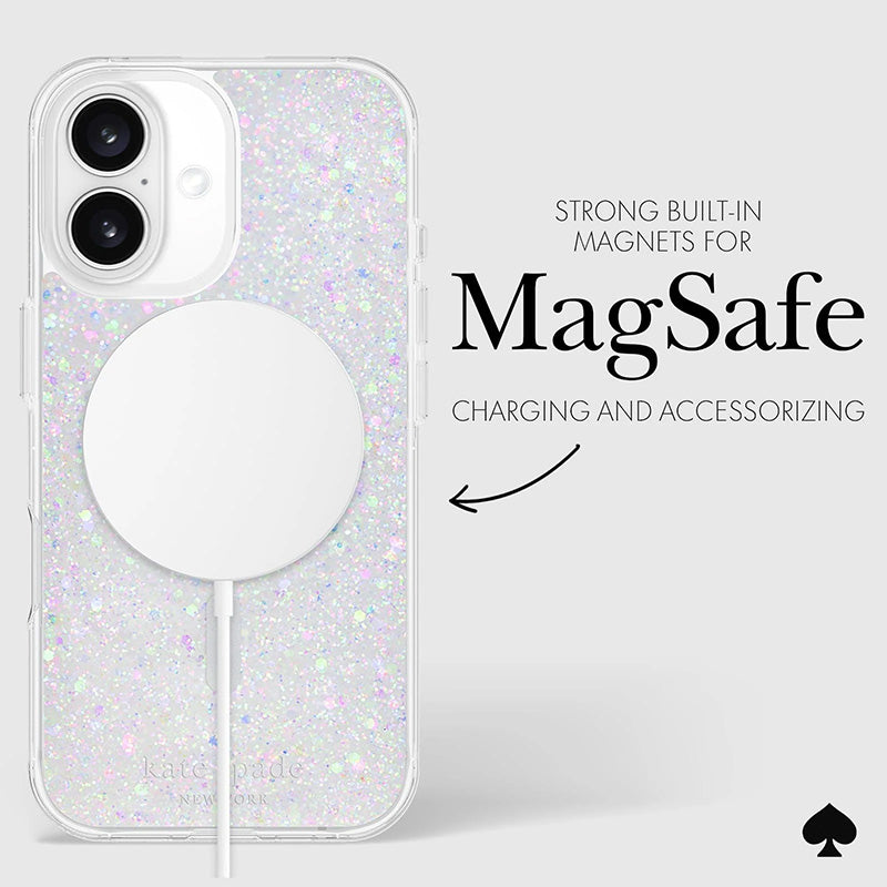 Kate Spade New York Apsauginis dėklas suderinamas su MagSafe – skirtas iPhone 16 (Stambūs blizgučiai)