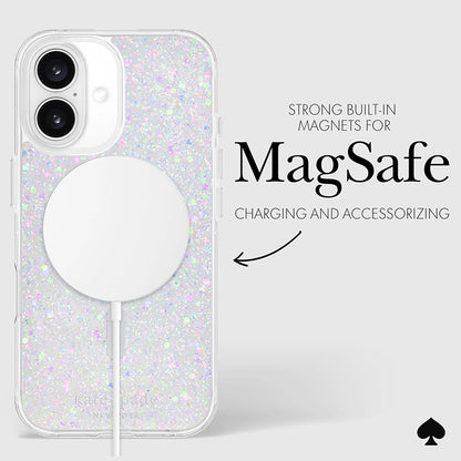 Kate Spade New York Apsauginis dėklas suderinamas su MagSafe – skirtas iPhone 16 (Stambūs blizgučiai)