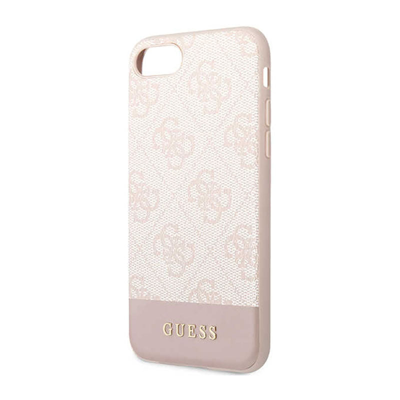 Guess 4G Bottom Stripe Collection – dėklas, skirtas iPhone SE (2022/2020) / 8 / 7 (rožinis)