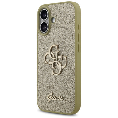 Guess Fiksuotas Blizgučiai Big 4G dėklas iPhone 17 (auksinis)