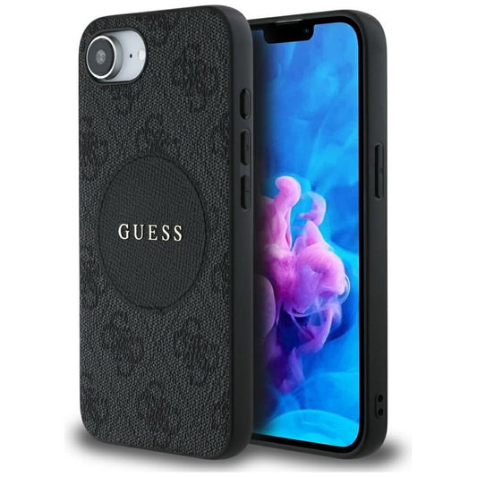 Guess 4G Circle Classic Logo MagSafe - Dėklas iPhone 16e (juodas)