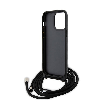 Karl Lagerfeld Crossbody Saffiano Metal Pin Karl & Choupette – dėklas, skirtas iPhone 14 Pro Max (juodas)