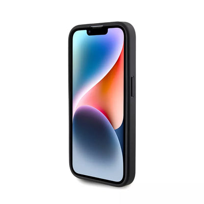 Guess Glitter Script Big 4G - Dėklas iPhone 15 Pro (juodas)