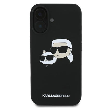 Karl Lagerfeld Silicone Double Heads Print MagSafe - dėklas iPhone 16 Plus (juodas)