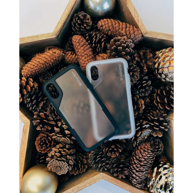 Griffin Survivor Endurance – dėklas, skirtas „iPhone Xs Max“ (skaidrus / pilkas)