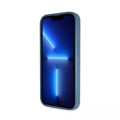 Guess Crossbody 4G metalinis logotipas – „iPhone 15 Pro Max“ dėklas (mėlynas)