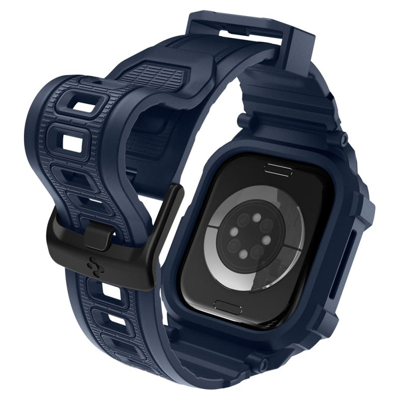 Spigen Rugged Armor Pro V2 – Diržas su dėklu, skirtas Apple Watch 10 / 11 42 mm (Tamsiai mėlynas)