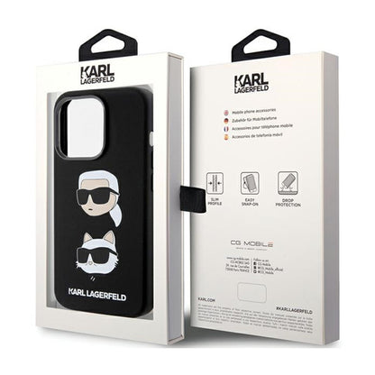 Karl Lagerfeld Silicone Karl & Choupette Heads - iPhone 15 Pro Max dėklas (juodas)