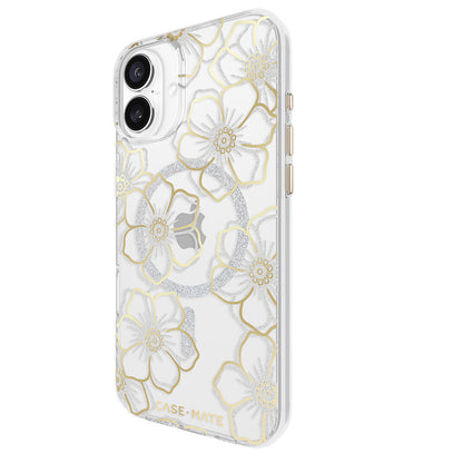 Case-Mate Floral Gems MagSafe – dėklas iPhone 16 Plus (auksinis)