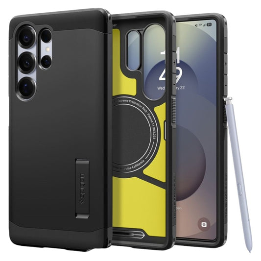 Spigen Tough Armor MagSafe – dėklas, skirtas „Samsung Galaxy S25 Ultra“ (juodas)