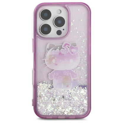 Hello Kitty Liquid Glitter 50-mečio vakarėlis – dėklas iPhone 16 Pro (violetinis)