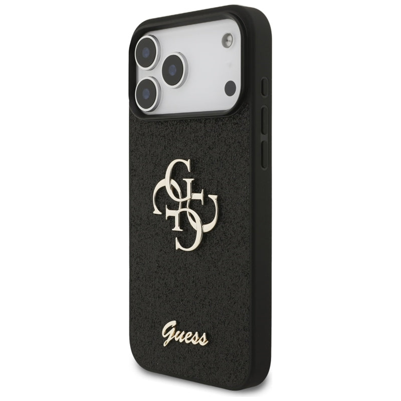 Guess Dėklas su fiksuotu blizgesiu Big 4G, skirtas iPhone 17 Pro Max (juodas)