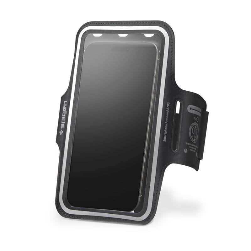 Spigen A703 Dynamic Shield Armband - dėklas / sportinis peties dirželis išmaniajam telefonui iki 6,9 colio (juodas)