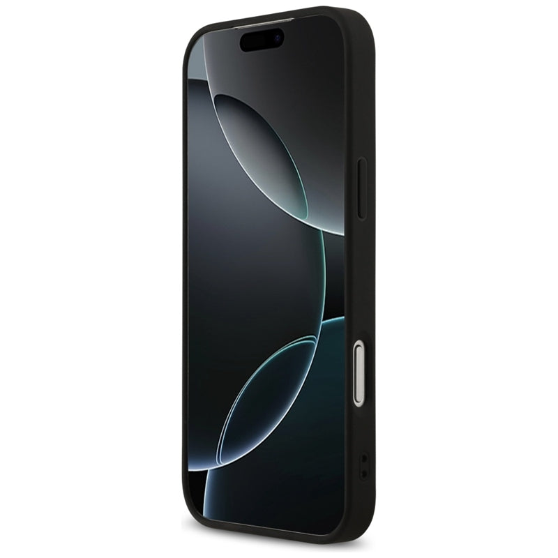 Guess 4G Dryžuoto Spaudinio MagSafe Dėklas iPhone 17 Pro Max (Juodas)