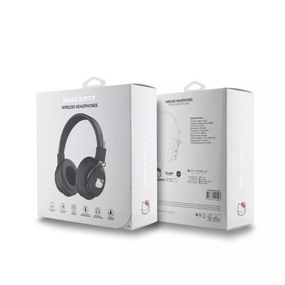 Hello Kitty Metalinis logotipas Apvalios formos - belaidės "Bluetooth V5.3" ausinės į ausis (juodos)