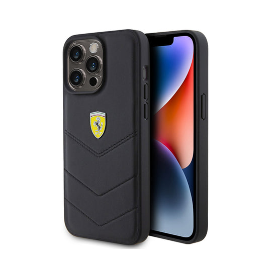 Ferrari Quilted Metal Logo – dėklas, skirtas „iPhone 15 Pro Max“ (juodas)