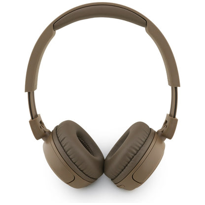 Guess Metal Logo Script – Belaidės ant ausų dedamos ausinės Bluetooth V5.3 (rudos)