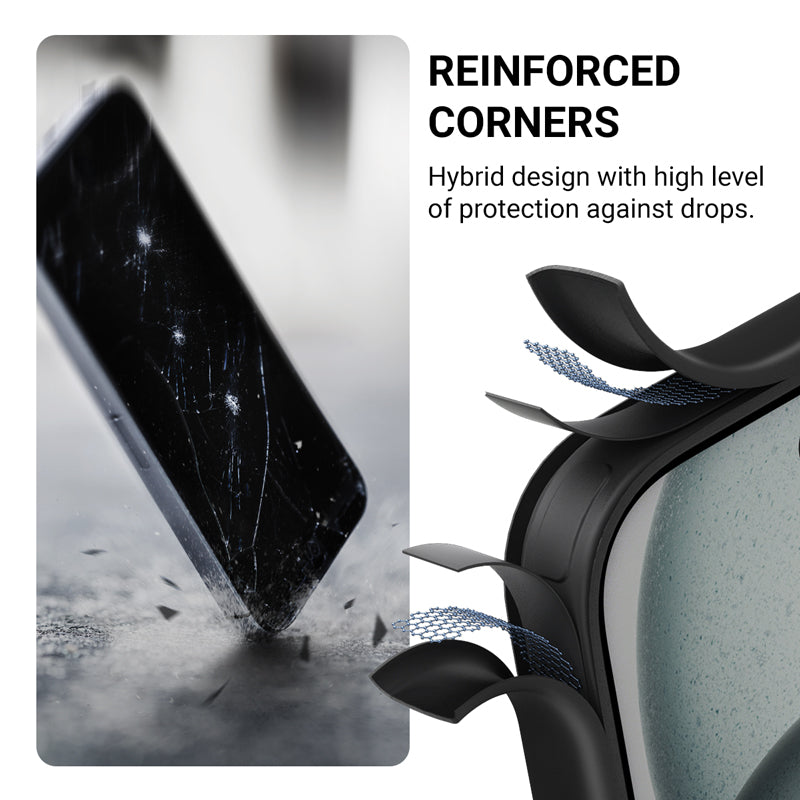 Crong Hybrid Frost MAG dėklas - iPhone 17e / 16e MagSafe dėklas (juodas)
