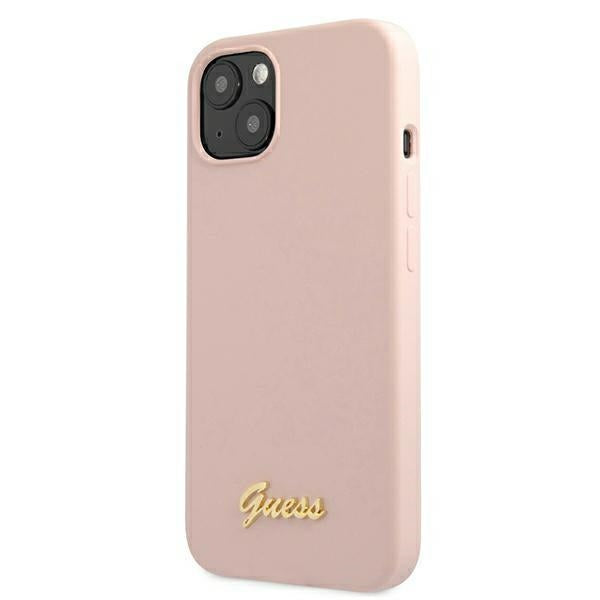Guess Silicone Script – dėklas iPhone 12 / iPhone 12 Pro (rožinis)