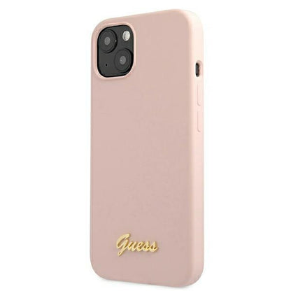 Guess Silicone Script – dėklas iPhone 12 / iPhone 12 Pro (rožinis)