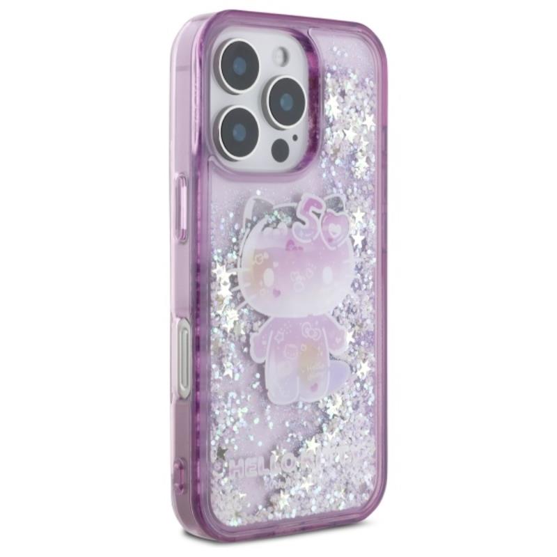 Hello Kitty Liquid Glitter 50-mečio vakarėlis – dėklas iPhone 16 Pro (violetinis)