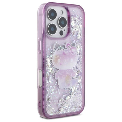 Hello Kitty Liquid Glitter 50-mečio vakarėlis – dėklas iPhone 16 Pro (violetinis)