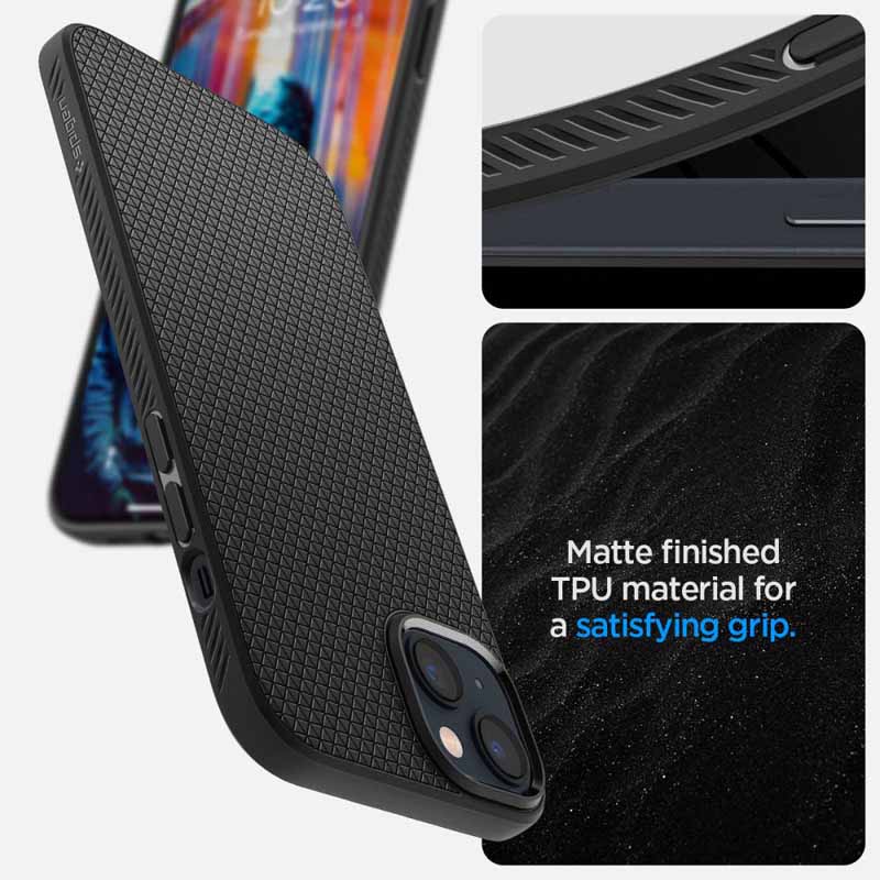 Spigen Liquid Air – dėklas skirtas iPhone 14 (juodos spalvos)