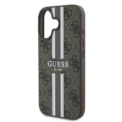 Guess 4G Printed Stripes MagSafe - dėklas, skirtas iPhone 16 Plus (rudos spalvos)