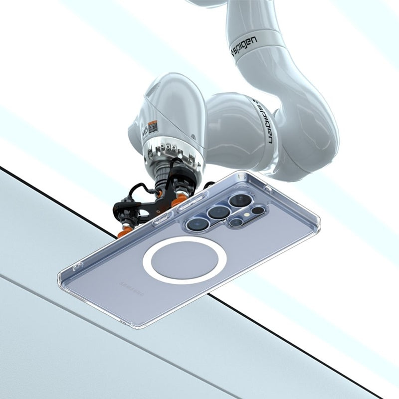 Spigen Ultra Hybrid Mag MagSafe – dėklas Samsung Galaxy S25 Ultra (skaidrus / baltas)