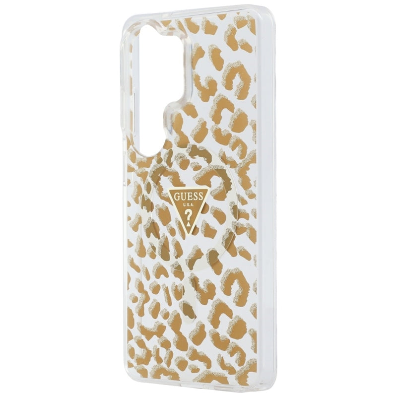 Guess IML Leopard Print Triangle MagSafe - Samsung Galaxy S26 Ultra dėklas (rudas)