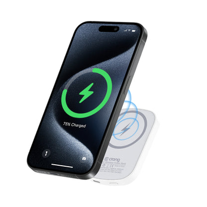 "Crong MagSpot Power Bank" - belaidis itin plonas maitinimo bankas su "MagSafe" 5000 mAh, USB-C 20 W PD (baltas)