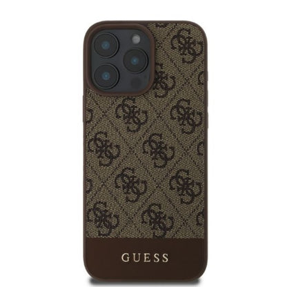 Guess 4G Bottom Stripe - dėklas, skirtas iPhone 16 Pro Max (rudas)