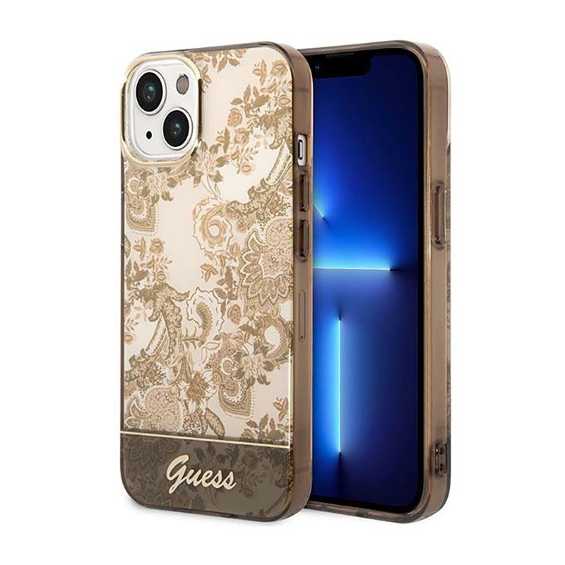 Guess Porcelain Collection – iPhone 14 Plus dėklas (Ochre)