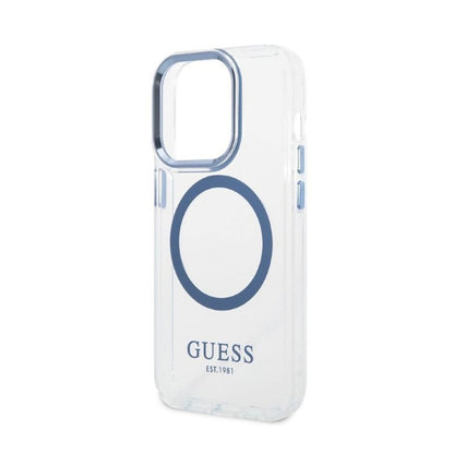 Guess Metal Outline MagSafe – dėklas, skirtas iPhone 14 Pro (permatomas)
