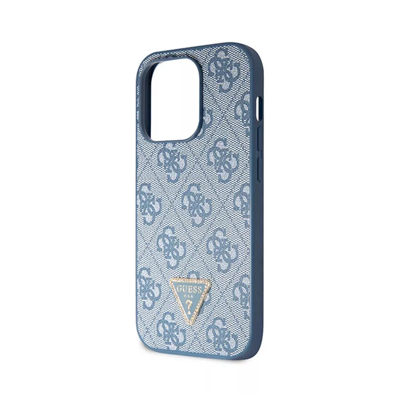 Guess Crossbody 4G metalinis logotipas – „iPhone 15 Pro Max“ dėklas (mėlynas)