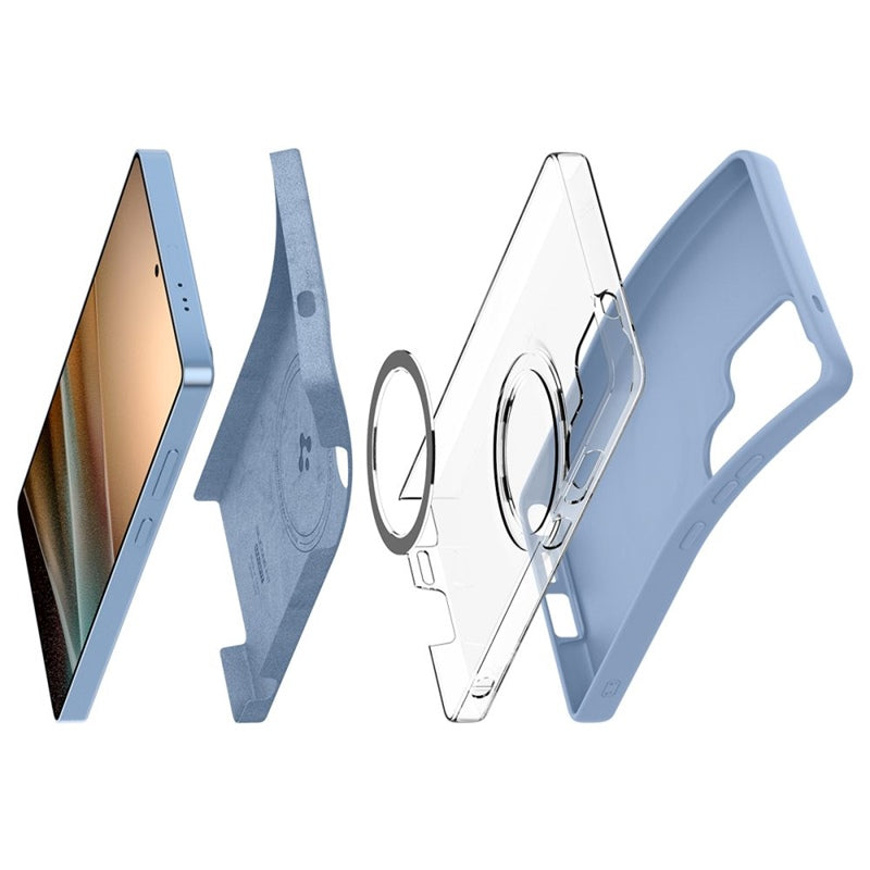 Spigen Silicone Fit Mag MagSafe – dėklas, skirtas „Samsung Galaxy S25 Ultra“ (safyro mėlynos spalvos)