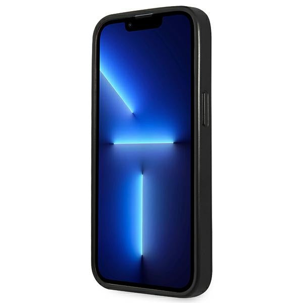 Guess Saffiano trikampio logotipo dėklas – „iPhone 13 Pro Max“ dangtelis (sidabrinis)