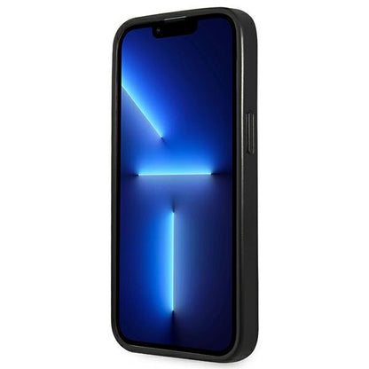 Guess Saffiano trikampio logotipo dėklas – „iPhone 13 Pro Max“ dangtelis (sidabrinis)