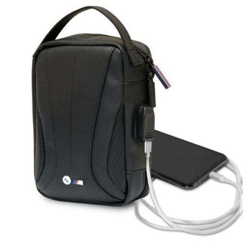 BMW Carbon&Perforated – krepšys / organizatorius su išoriniu USB prievadu (juodas)
