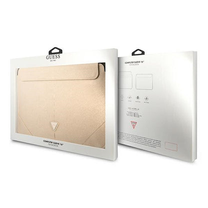 Guess Saffiano Triangle Logo dėklas – nešiojamojo kompiuterio dėklas 16 colių (smėlio)