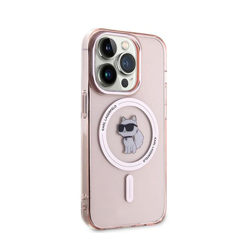 Karl Lagerfeld IML Choupette MagSafe – dėklas iPhone 14 Pro (rožinis)