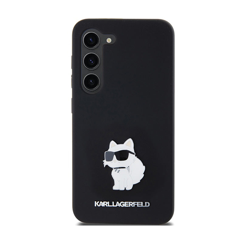 Karl Lagerfeld Silikoninis Choupette Metal Pin - dėklas Samsung Galaxy S24 (juodas)