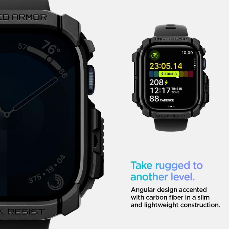 Spigen Rugged Armor - dėklas Apple Watch 10 46 mm (matinė juoda)