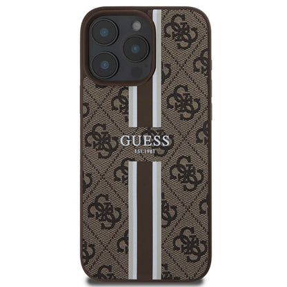 Guess 4G Printed Stripes MagSafe – iPhone 16 Pro Max dėklas (ruda)