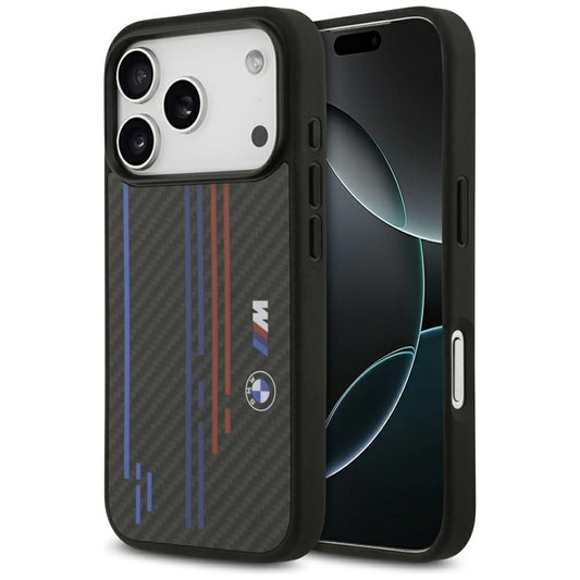 BMW M Kevlar linijos ir logotipas MagSafe - iPhone 17 Pro dėklas (juodas)