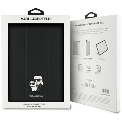 Karl Lagerfeld Book Cover Saffiano Magnetic Karl & Choupette – dėklas iPad Air 11” M3 (2025) / iPad Air 11” M2 (2024) (juodas)