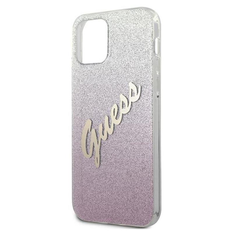 Guess Glitter Gradient Script - dėklas, skirtas „iPhone 12 mini“ (rožinis)