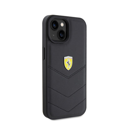 Ferrari Dygsniuotas metalinis logotipas – dėklas, skirtas „iPhone 15 Car“ (juoda)