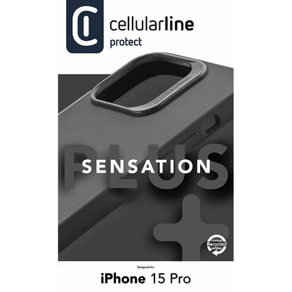 Cellularline Sensation Plus – iPhone 15 Pro dėklas su MICROBAN danga (juodas)